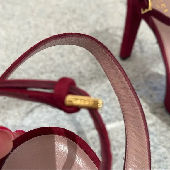 Gucci Leila Platform Suede Sandal Burgundy - Picture 8 of 16